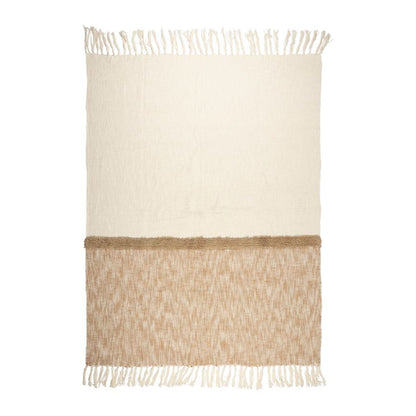 Plaid franges - Ecru et beige