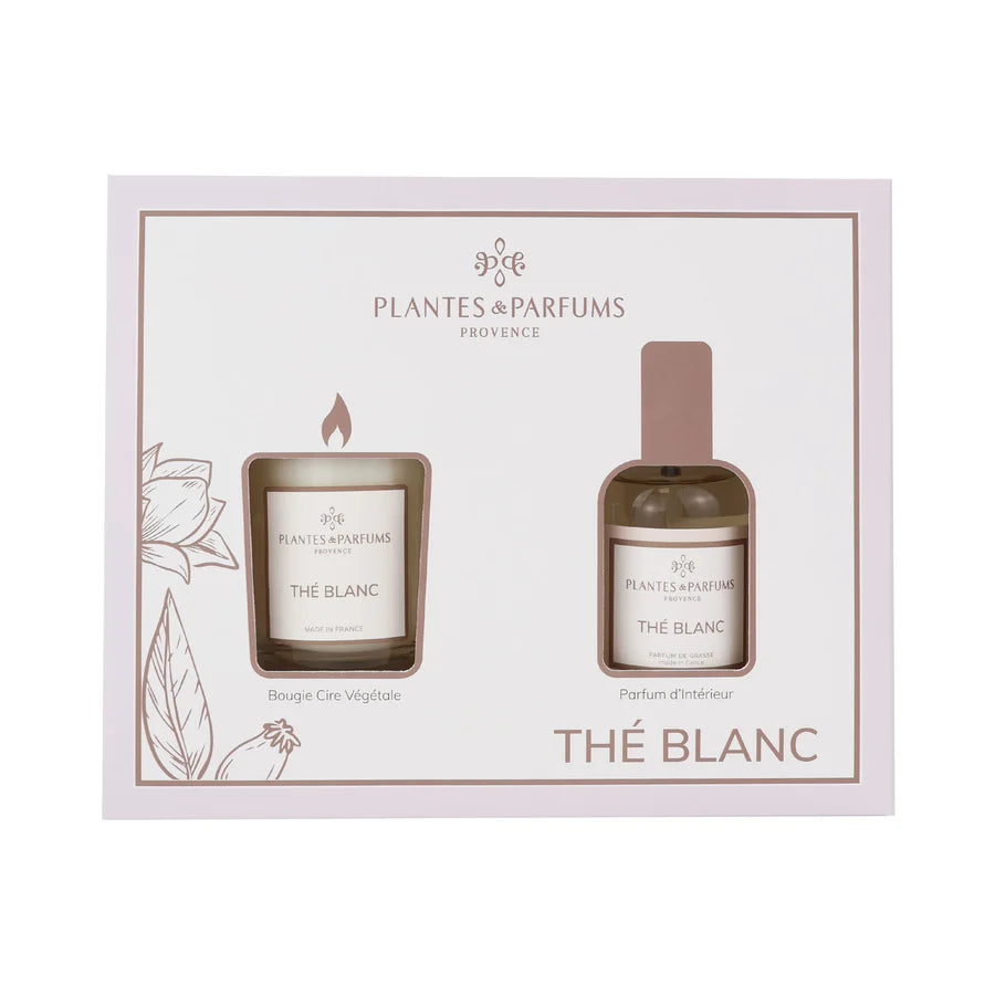 Coffret bougie végétale et spray d'ambiance - Thé blanc
