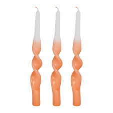 Boite 3 bougies chandelles orange h25