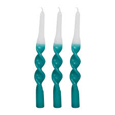 Boite 3 bougies chandelles vert h25
