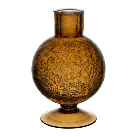 Bougeoir en verre ambre