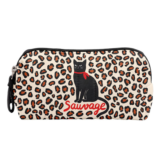 Trousse matelassée sauvage PM - Beige et noir