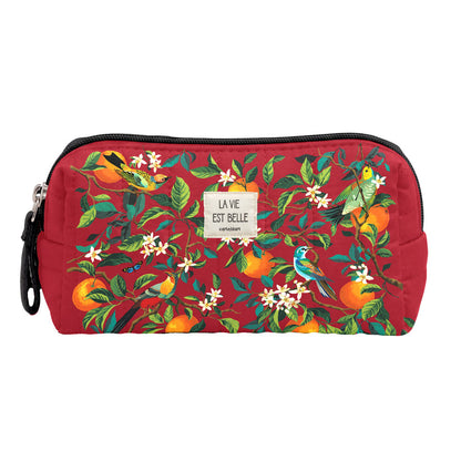 Trousse matelassée paons PM - Bleu