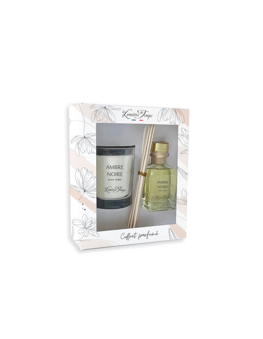 Coffret bougie 180gr + diffuseur 100ml ambre noire