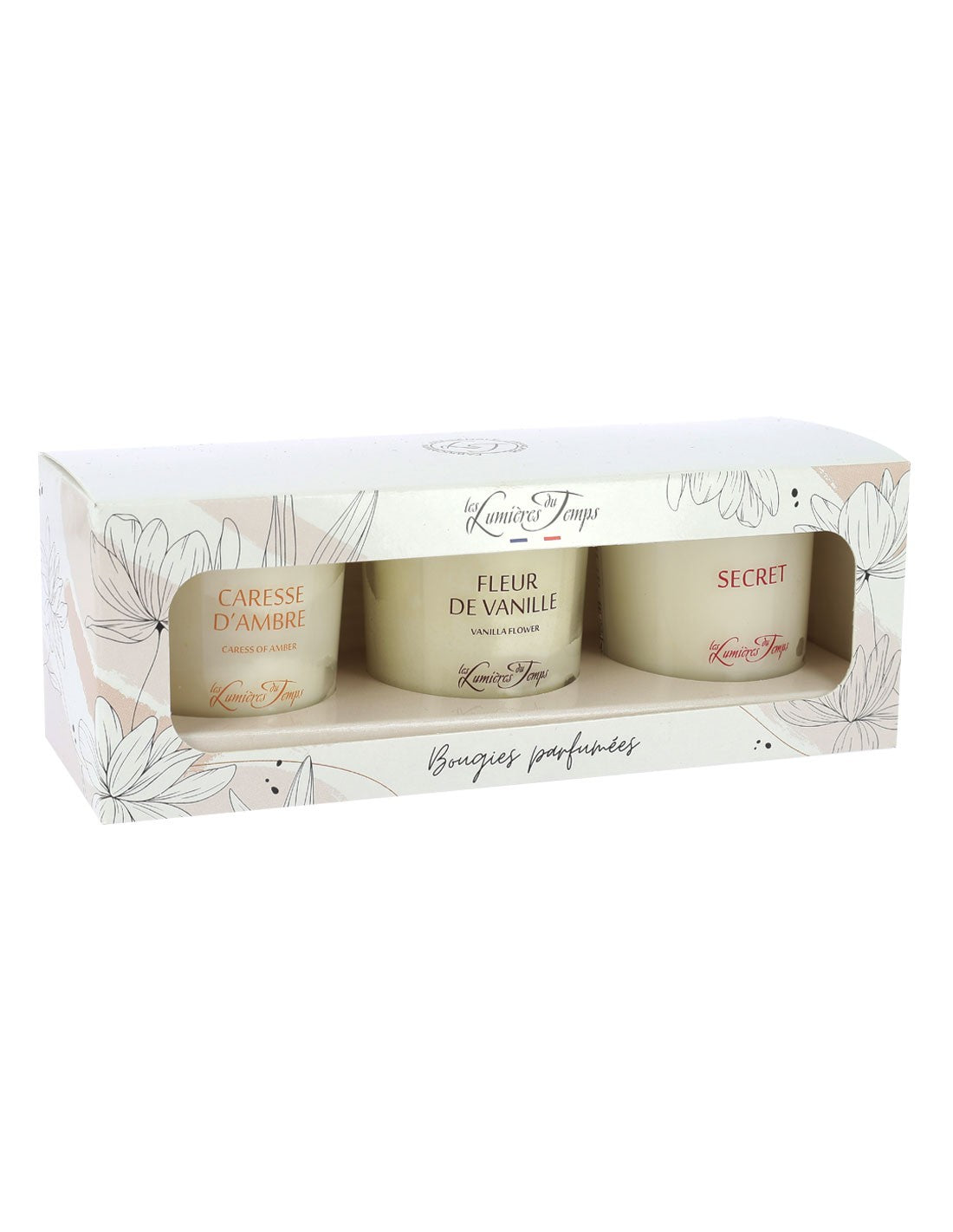 Coffret n°9 - 3 bougies caresse d'ambre - fleur de vanille - secret