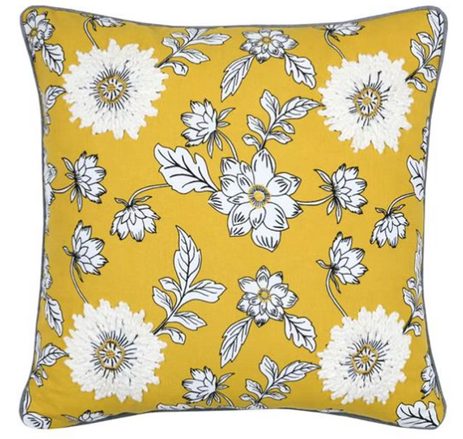 Coussin fleurs brodees