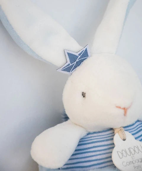 Peluche musicale lapin - Bleu et blanc