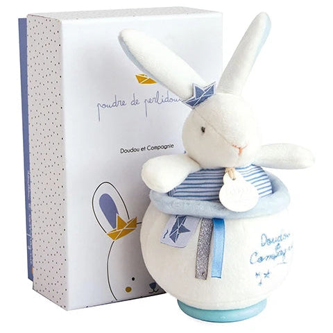 Peluche musicale lapin - Bleu et blanc