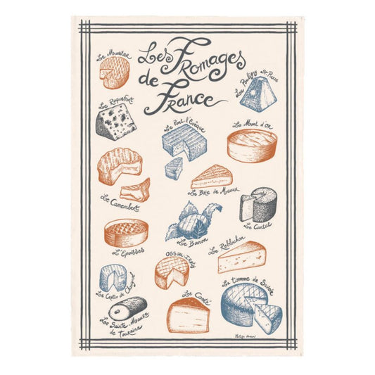 Torchon Les fromages de France - Ecru