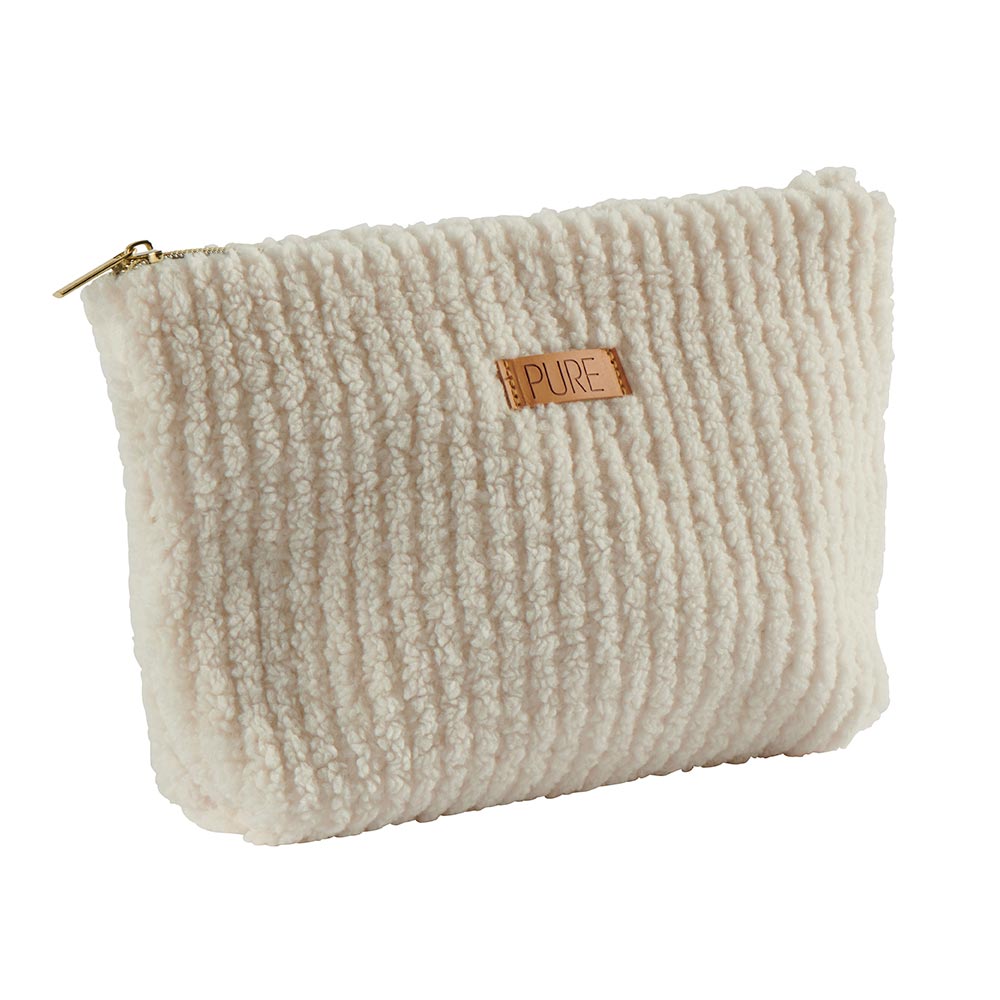Pochette fausse fourrure beige