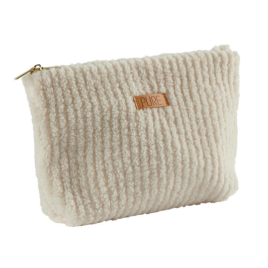 Pochette fausse fourrure beige