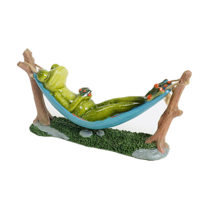 Figurine grenouille sur hamac - Rouge corail