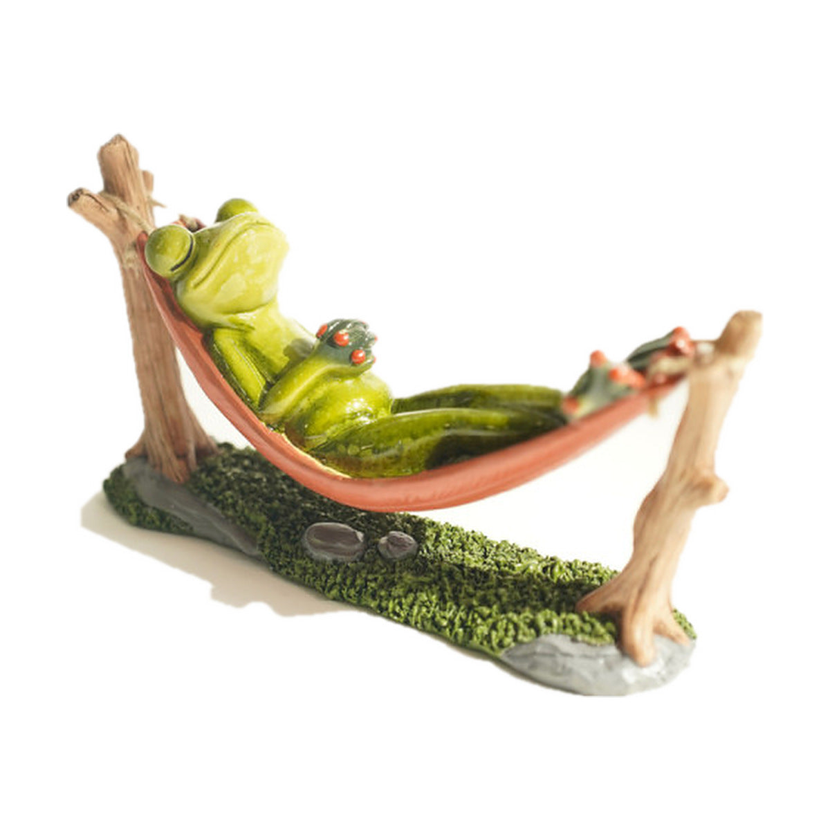 Figurine grenouille sur hamac - Rouge corail