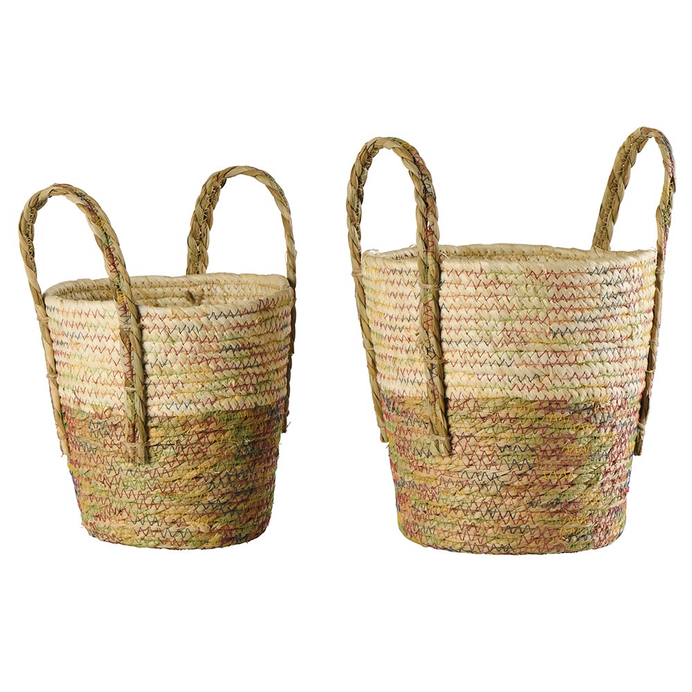 Panier GM - Naturel et surpiqures multico