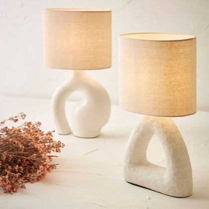 Lampe en coton et céramique blanc