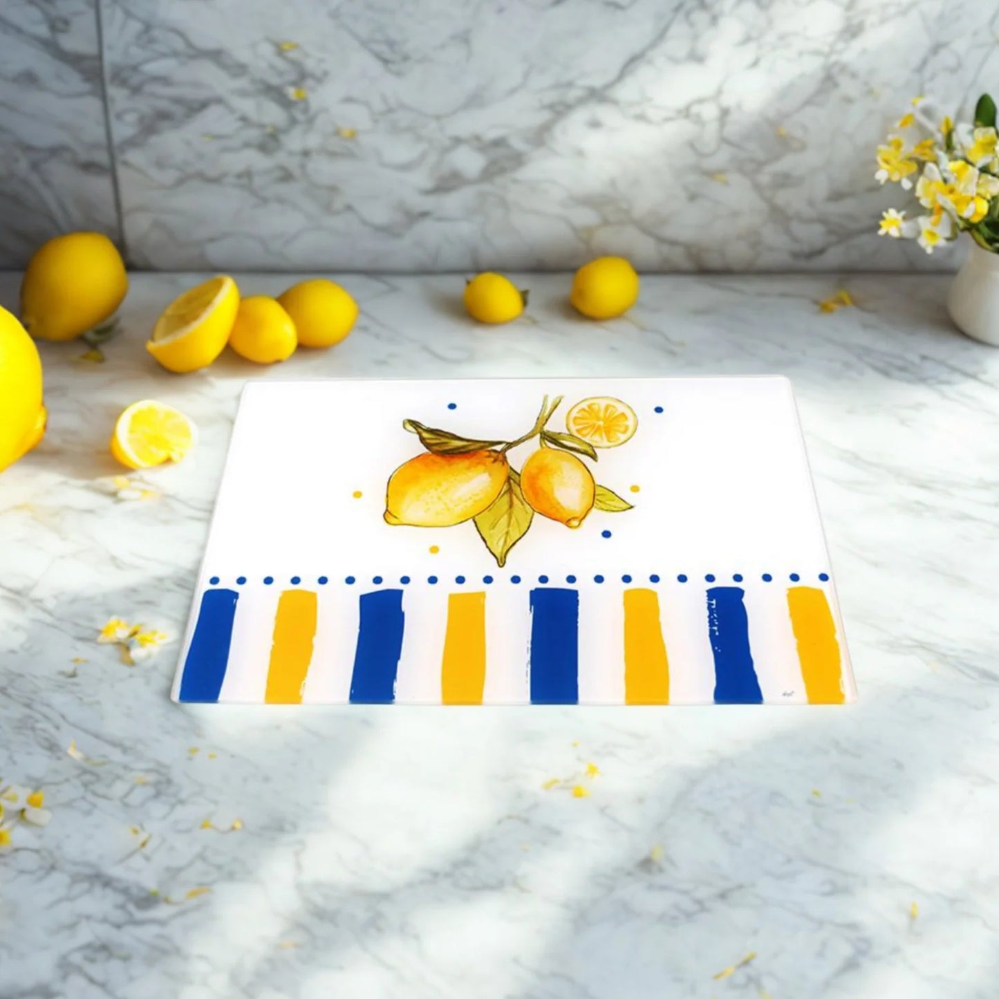 Planche a découper - Jaune et bleu