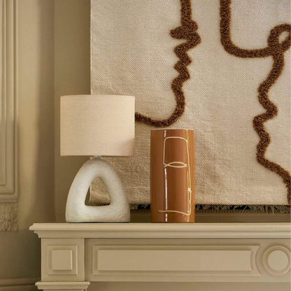 Lampe en coton et céramique blanc