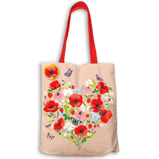 Tote bag Coquelicots - Rouge et rosé