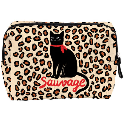 Trousse matelassée paons GM - Bleu