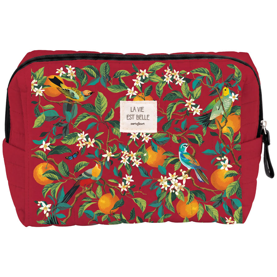 Trousse matelassée paons GM - Bleu