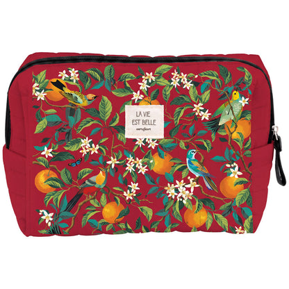 Trousse matelassée paons GM - Bleu