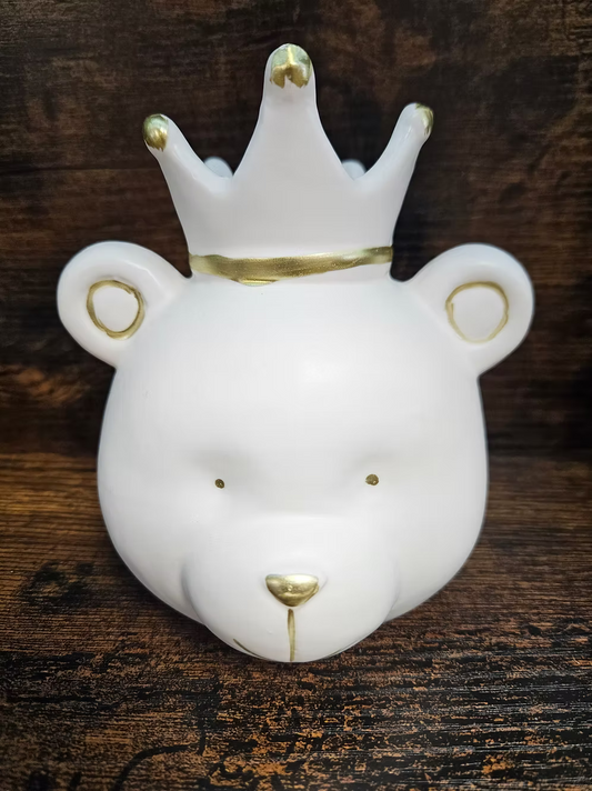 Tirelire ours couronne - ecru dore
