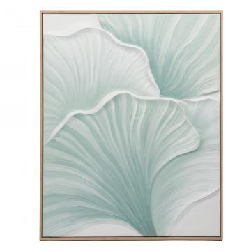 Tableau toile Ginko - Vert amande et blanc