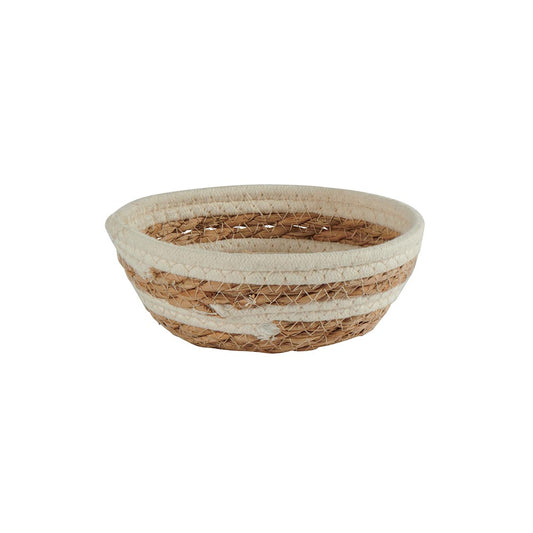 Panier rond - Naturel et blanc
