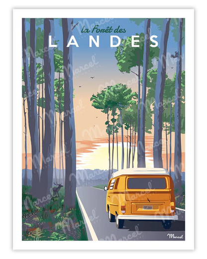 Poster vintage forêt des landes