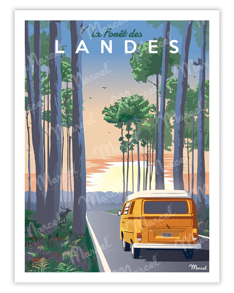 Poster vintage forêt des landes