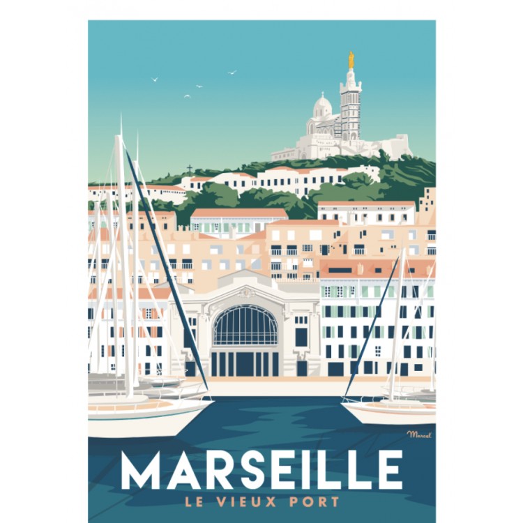 Poster vintage marseille "le vieux