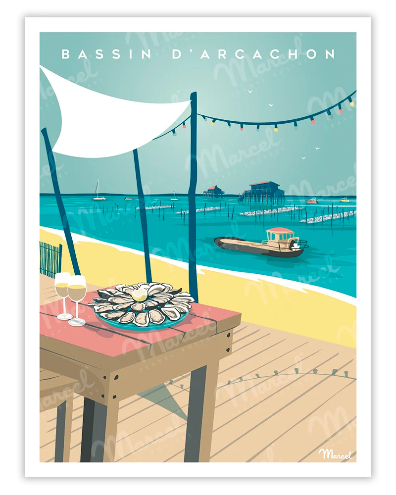 Poster vintage bassin-d'arcachon