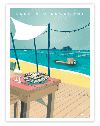 Poster vintage bassin-d'arcachon