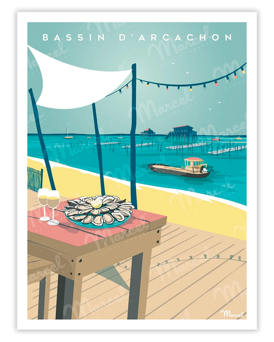 Poster vintage bassin-d'arcachon