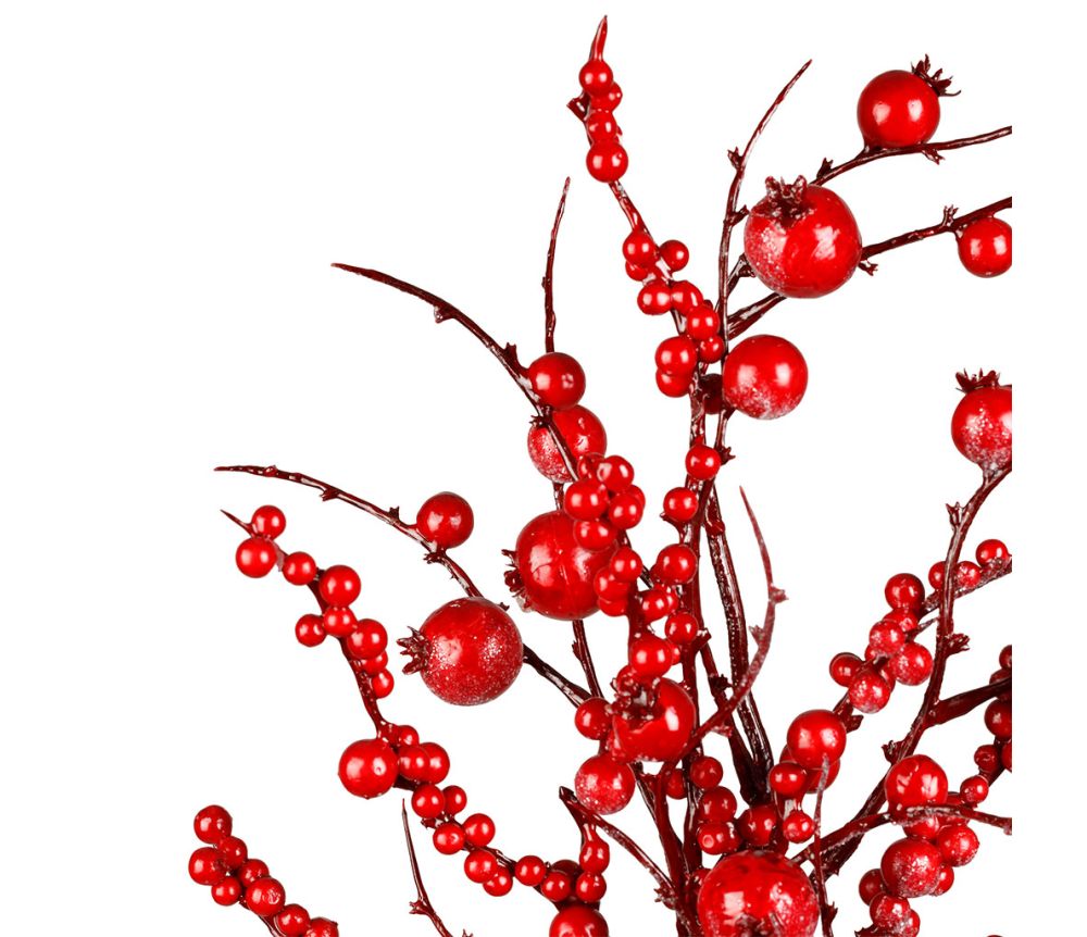 Branchage baies et grelots - Rouge