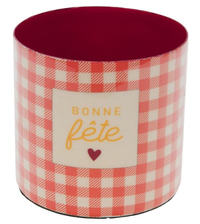 Cache pot Bonne Fête GM - Vichy rouge