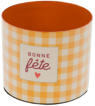Cache pot Bonne Fête PM - Vichy jaune