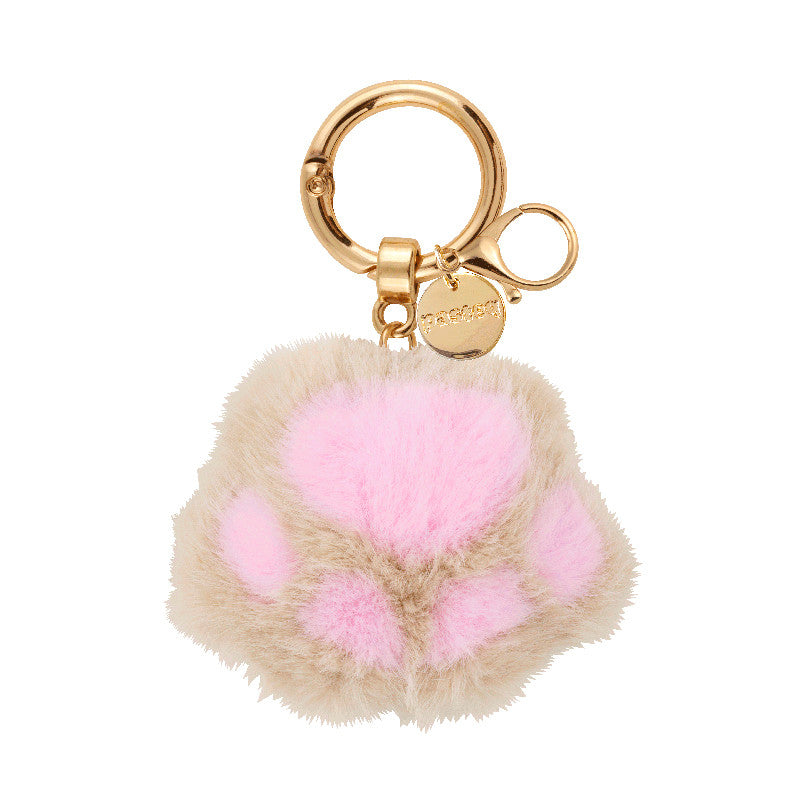 Charm de sac patte de chat - Beige et rose