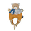 Doudou ourson 3 en 1 - bleu et moutarde