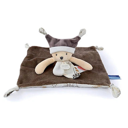 Doudou plat ourson - Bleu