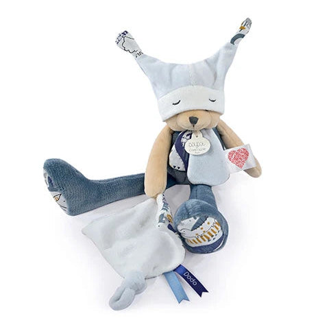 Doudou pantin ourson - Bleu