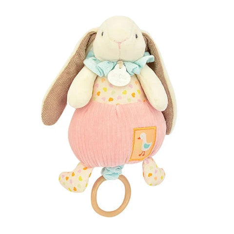 Peluche musicale lapin - Rose et beige