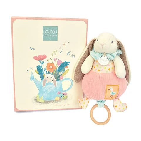 Peluche musicale lapin - Rose et beige