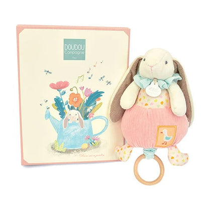 Peluche musicale lapin - Rose et beige