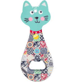 Décapsuleur chat - Vert bleu et multico