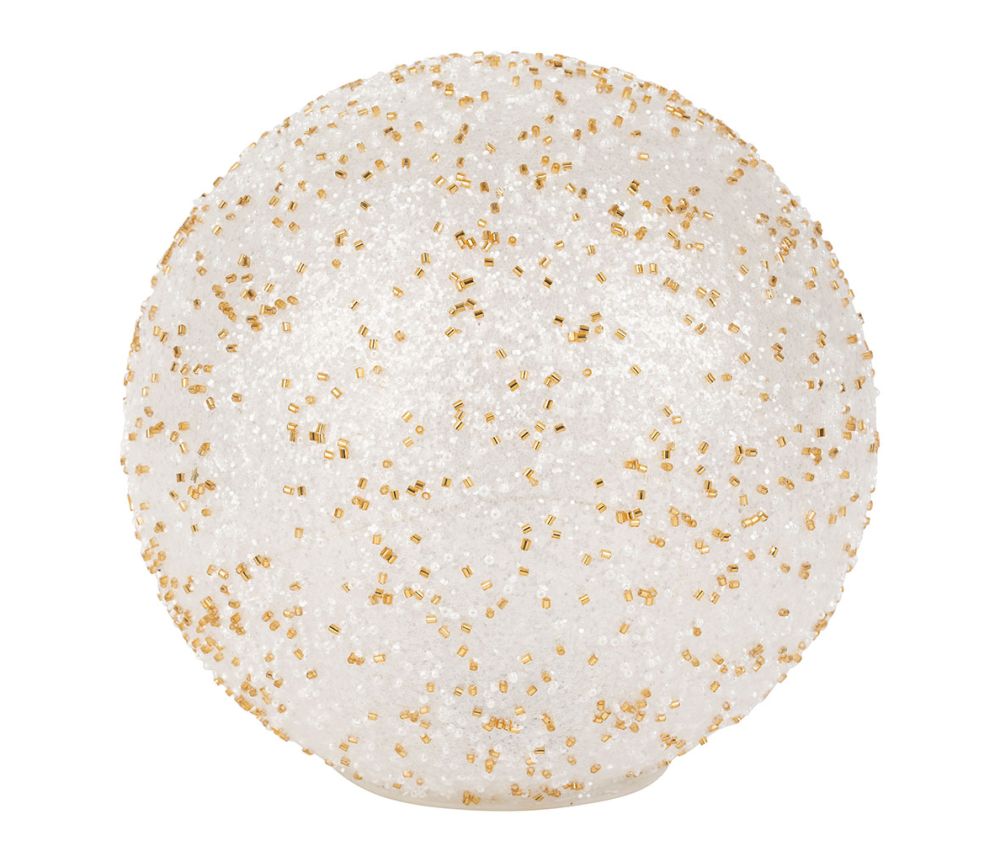 Boule lumineuse LED pailletée - Blanc et doré