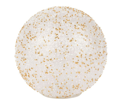 Boule lumineuse LED pailletée - Blanc et doré