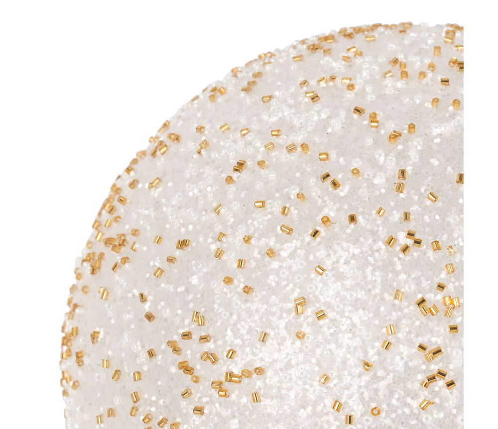Boule lumineuse LED pailletée - Blanc et doré