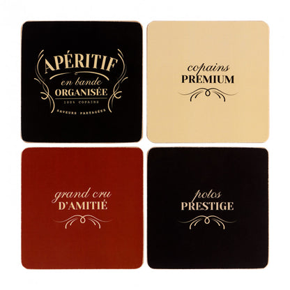 Dessous de verres « En bande organisée » - Noir, beige et rouge