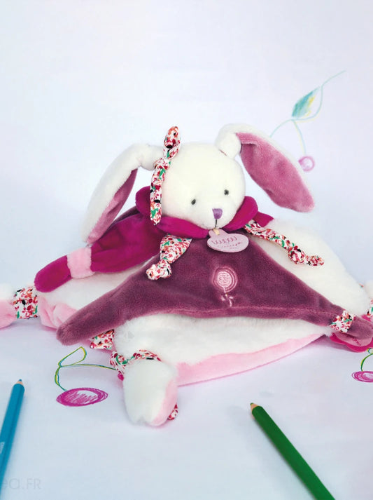 Doudou blanc - Cerise et blanc